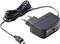 Black power adapter with European plug and a cable with mini-USB connector, suitable for electronic devices.