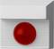 A red alarm button on a grey, ribbed surface.