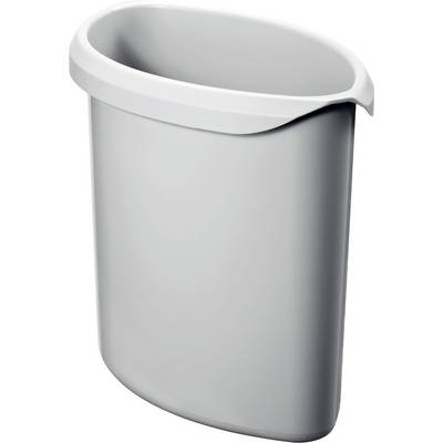 Grey, oval bin with an angled rim.