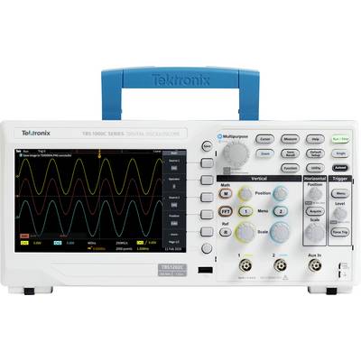 A digital oscilloscope displays multiple waveforms on the screen to analyse and verify electrical signals.