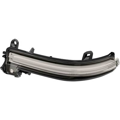A dynamic indicator light for a car, with a curved design, primarily made of black plastic with transparent elements.