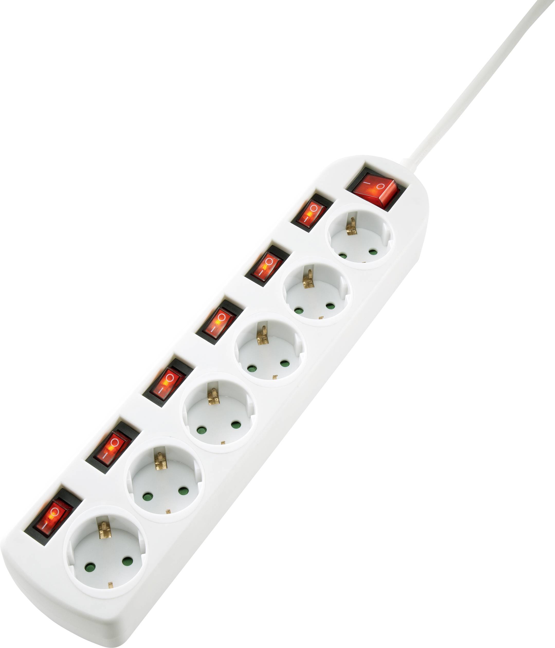 Sygonix SY-4535070 Power strip (+ switch) White PG connector 1 pc(s)-0