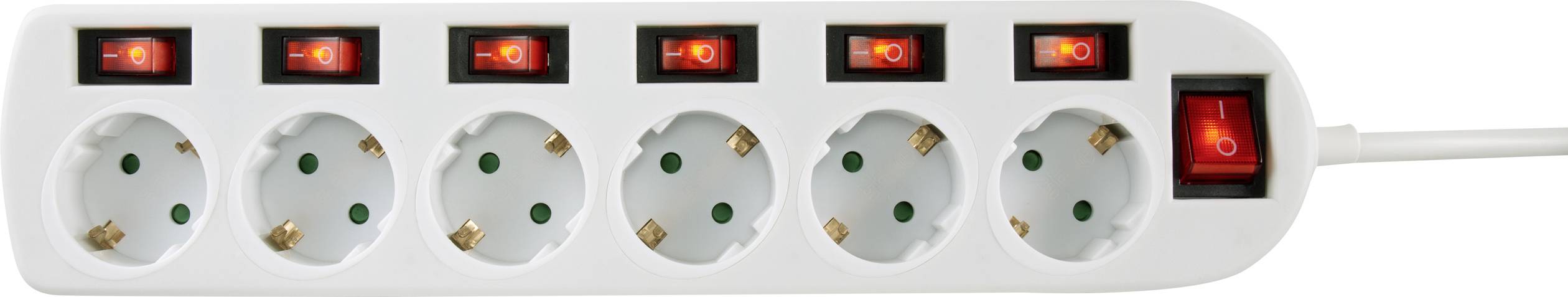 Sygonix SY-4535070 Power strip (+ switch) White PG connector 1 pc(s)-1