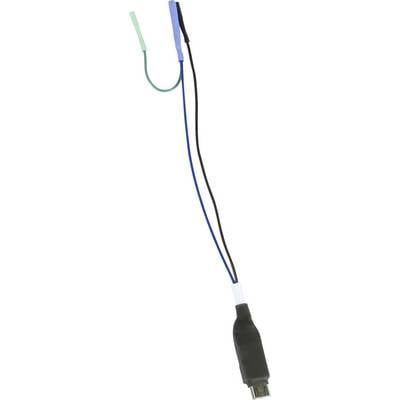 A black USB plug cable with blue and green wire connections, used for specific technical or electronic applications.