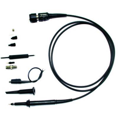 'Oscilloscope probe set with various attachments and cables, for signal transmission and measurement in electronic applications.'
