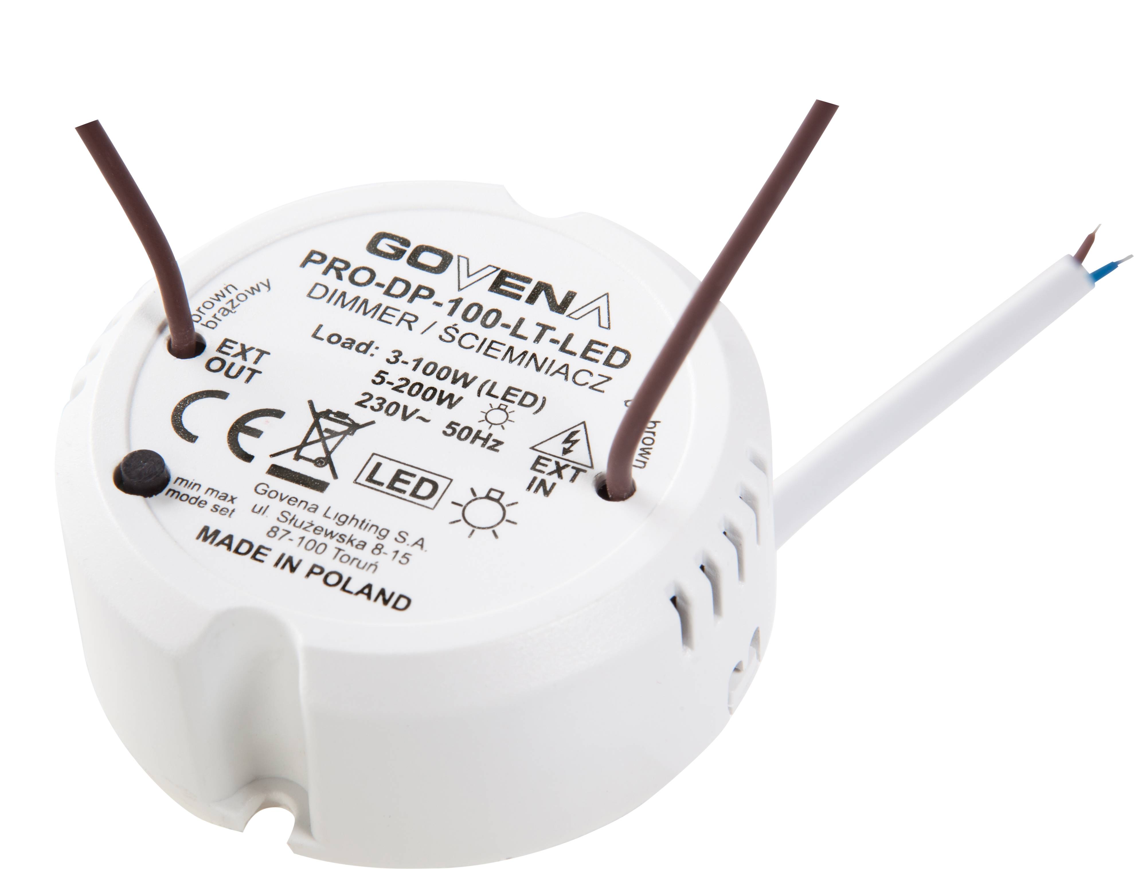 Image of Govena Lighting PRO-DP-100-LT-LED Universal dimmer Suitable for light bulbs: LED bulb, Halogen lamp, Light bulb, Energy saving bulb, Fluorescent lamp