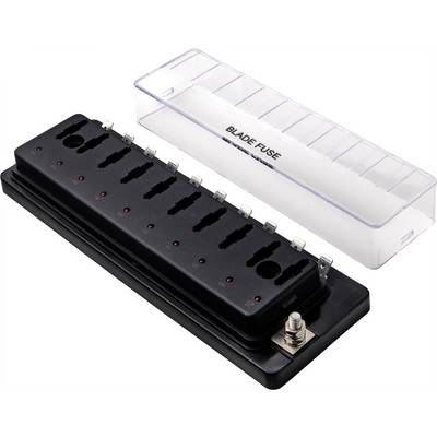 'Plastic fuse holder with a transparent lid, capable of housing multiple fuses; suitable for automotive applications.'