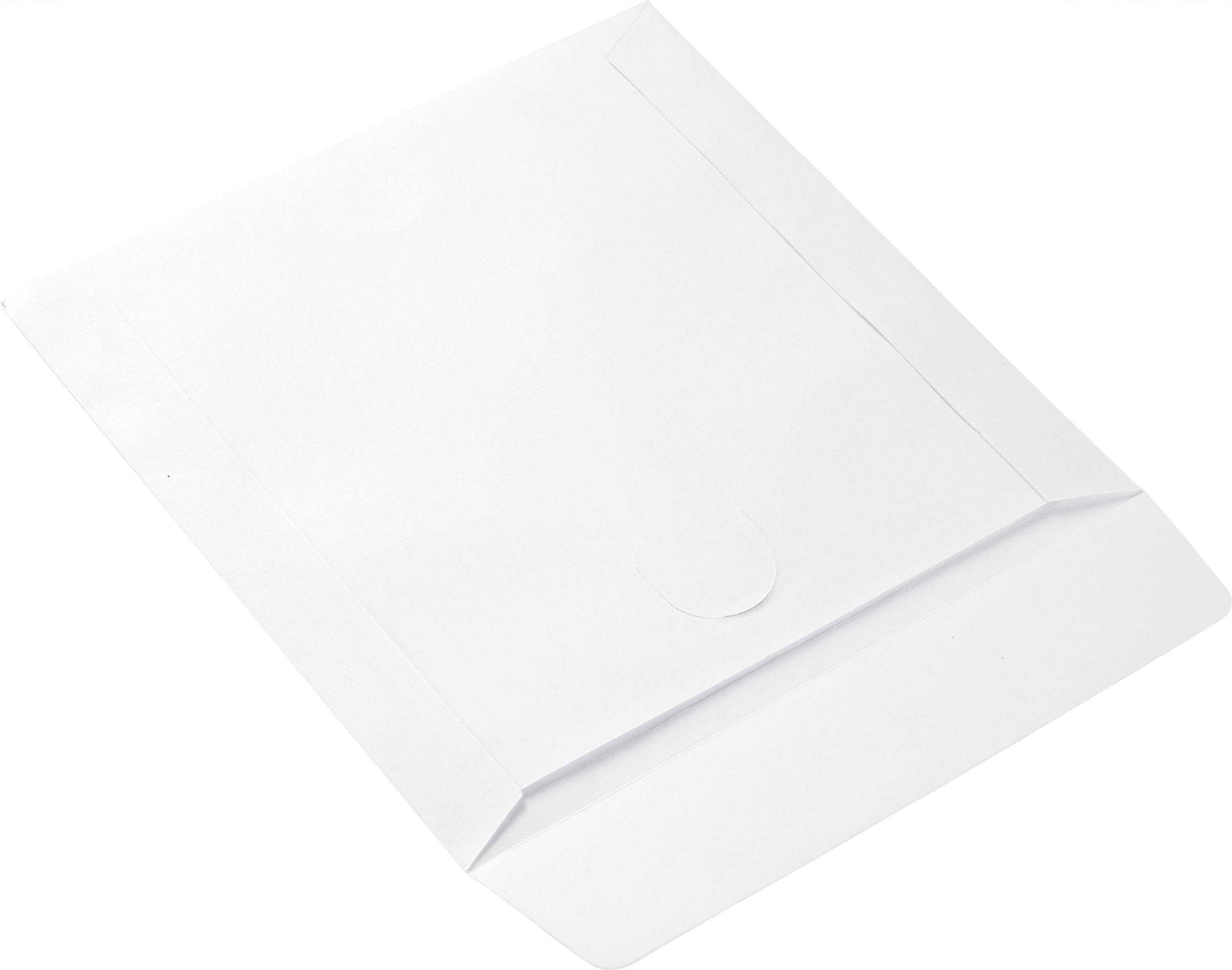 A white envelope lying on a table, slightly open at the flap, reveals no visible contents.