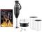 Hand blender set with various attachments and measuring jugs. Packaging with barbecue motif and text 'Delicious Ideas for BBQ Season'.