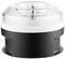 Lid of a kitchen appliance with a transparent top and black base, for protecting or blending food.