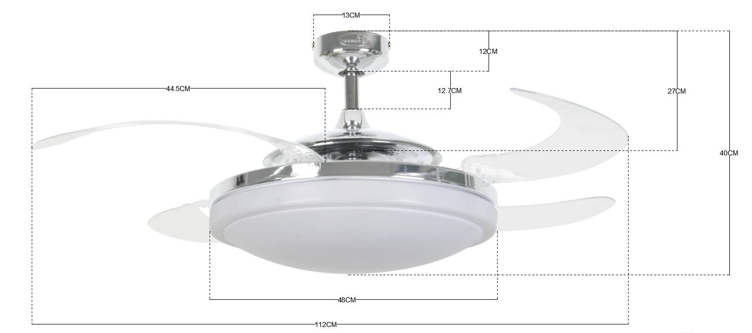 Fanaway Evo 2 Ceiling fan 60 W (Ø x H) 122 cm x 42 cm Chrome (glossy) Timer-5