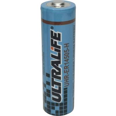 Blue Lithium Battery by 'Ultralife', Model UHR-ER14505-H. Made in China, cylindrical shape.