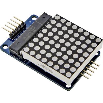 An electronic module featuring an 8x8 LED matrix of illuminating points, suitable for display applications and microcontroller projects.