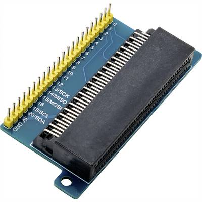 An adapter with 22 pins and a pin header. Printed pin numbers and labels for SCK, MISO, MOSI, ISCL, and GND visible.