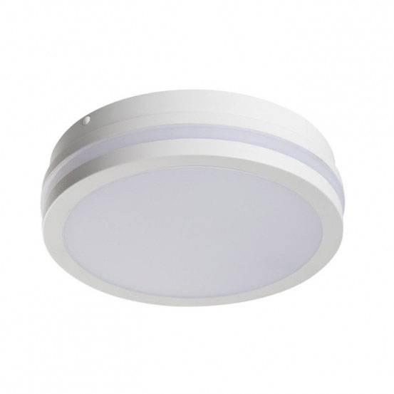 White, round ceiling light with a simple design and milky diffuser, suitable for modern living or commercial spaces.
