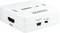 A white AV-to-HDMI converter with an HDMI port and USB power connection. The resolution is selectable between 720p and 1080p.