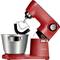 Red Bosch Kitchen Machine with Stainless Steel Mixing Bowl and Dough Hook Attachment. Ideal for Mixing and Kneading Dough.