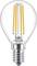LED filament light bulb with clear glass envelope and small screw base. Energy-efficient and modern in design.