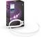 A Philips Hue LED light strip next to its packaging. The packaging displays the product logo and Bluetooth compatibility.