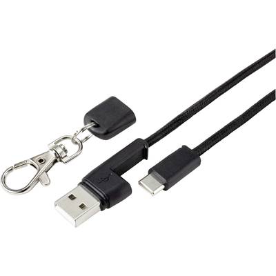 Renkforce USB cable USB 2.0 USB-A plug, USB-C® plug 0.95 m Black gold plated connectors RF-4538142