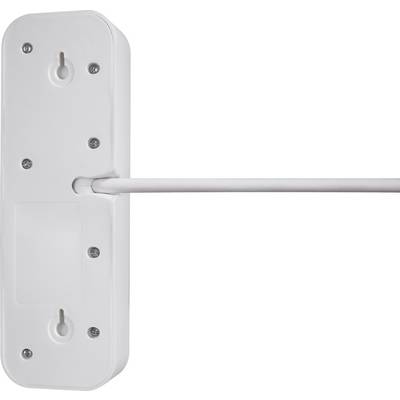 White wall mount with hook and integrated cable holder.