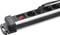 'Silver power strip with five sockets, red switch and black power cable. Brand name on the left. For electrical device connection.'