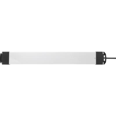 Industrial light with a rectangular, silver-coloured housing and black cable, suitable for work areas and workshops.