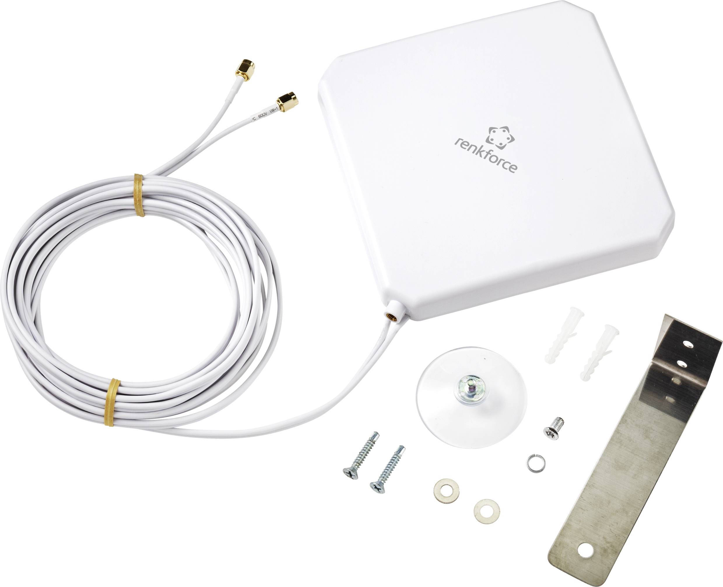 External antenna with cable, mounting hardware and bracket. Ideal for signal amplification with wireless devices.