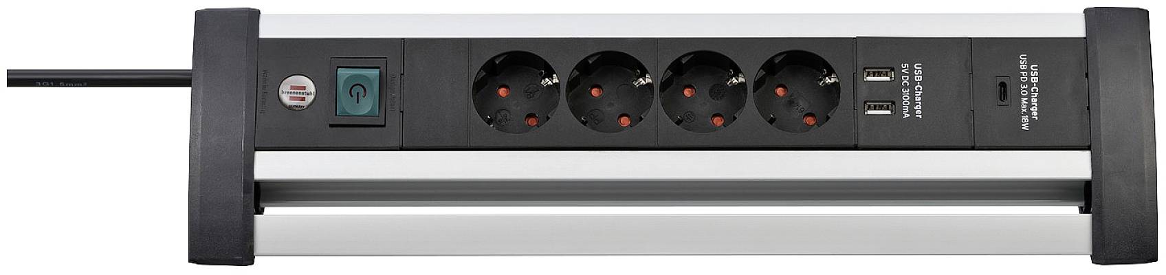 Brennenstuhl 1394000544 Surge protection power strip 4x Black/silver PG connector 1 pc(s)-4