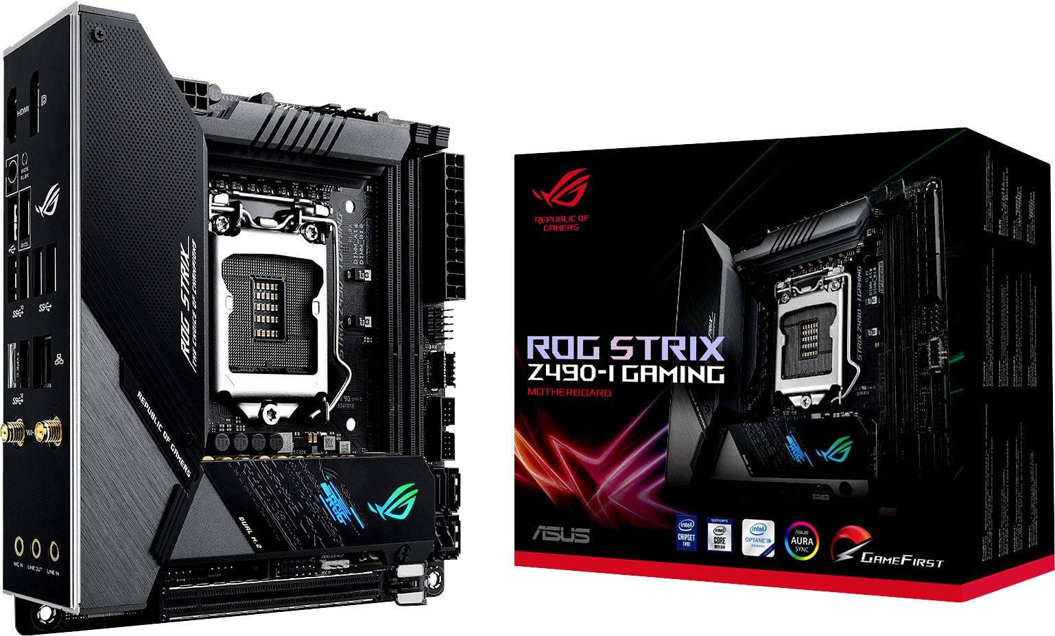 Asus ROG STRIX Z490-I GAMING Motherboard PC base Intel® 1200 Form factor Mini-ITX Motherboard chipset Intel® Z490