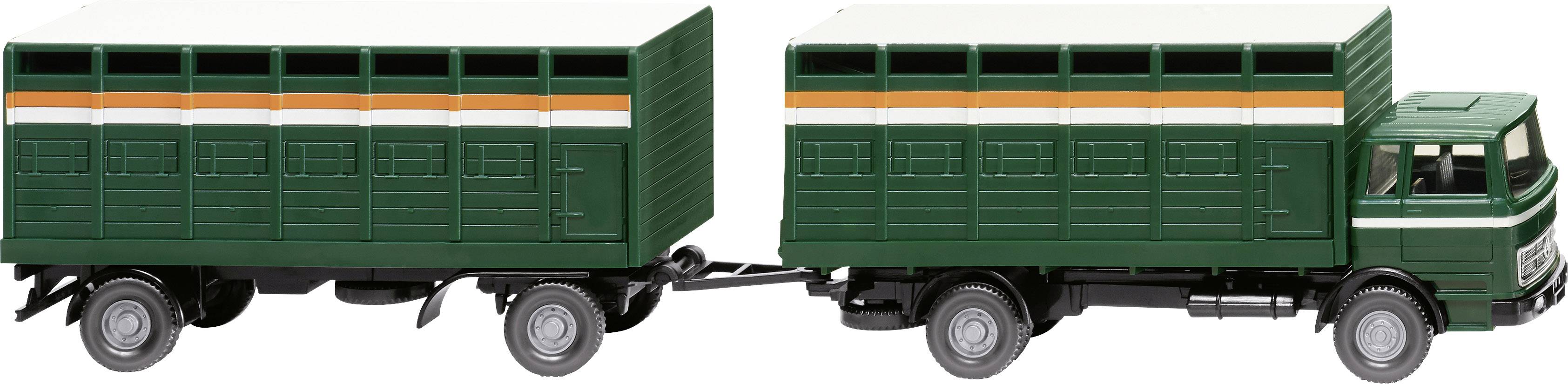 Image of Wiking 056503 H0 HGV Mercedes Benz Cattle transport trailer train