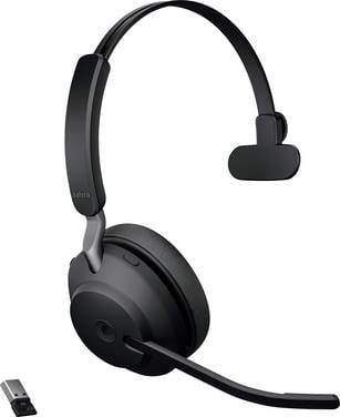 Jabra Evolve2 65 monaural On-ear headset Bluetooth® (1075101) Mono Black Volume control, Battery indicator, Microphone mute Phone
