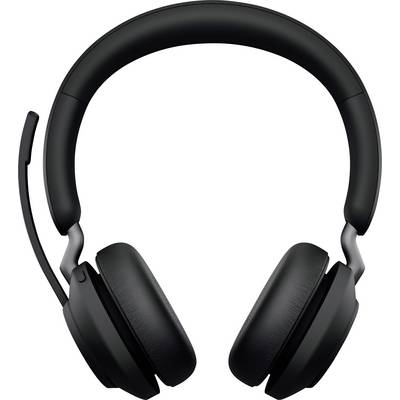 Black over-ear headphones with an integrated microphone, shown against a white background.