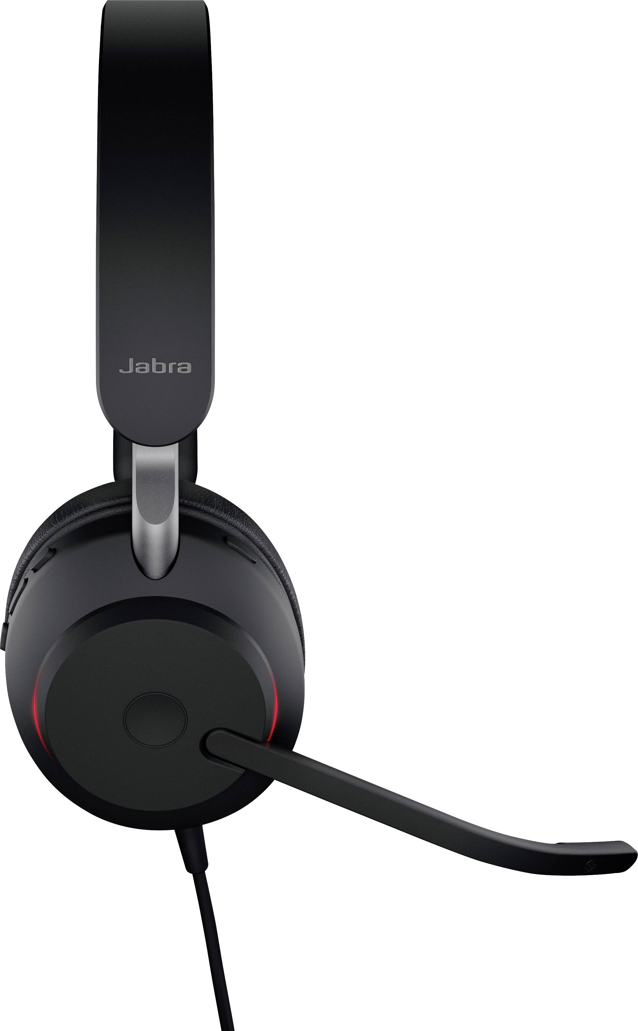 Jabra Evolve2 40, USB-A UC Stereo Over-ear headset Corded (1075100) Stereo Black Microphone mute Phone-1