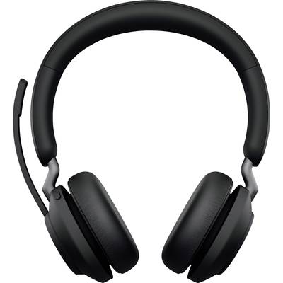 Black over-ear headphones with microphone, suitable for listening to music or making phone calls.