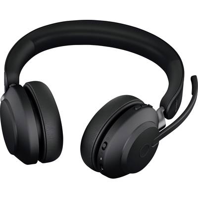 A black wireless headset with a boom microphone, suitable for teleconferencing and music enjoyment.