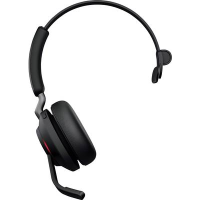 A black wireless headset with microphone, suitable for office or home use.