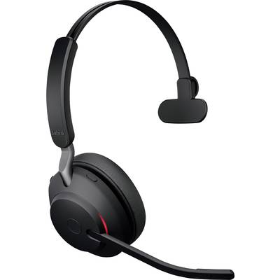 A black, wireless headset with an earpiece and microphone, suitable for phone calls and online meetings.