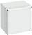 Grey electrical enclosure with a square shape and rounded edges. Four screws at the corners for mounting.