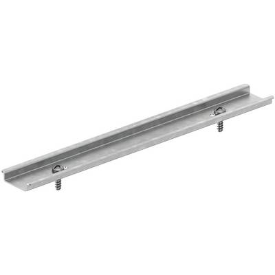 Metal rail with two screws, suitable for securing building components.