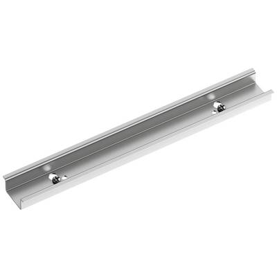 Metal rail with two fixing holes, suitable for structural applications in construction or engineering projects.