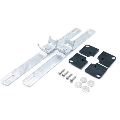 Mounting set comprising two metal brackets, four rubber pads, screws and washers. Suitable for fixing solar modules.