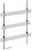 Metal rail with vertical and horizontal struts, suitable for device mounting. Screws are located bottom left.