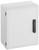Grey rectangular casing with a black handle on the right side. It has a plain, functional appearance.
