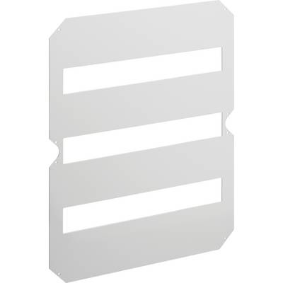A white ventilation grille with three rectangular openings, used for covering and ventilating devices or cabinets.