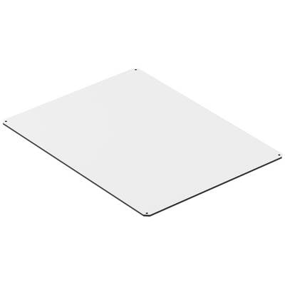 A flat, white plate with four visible corners, viewed slightly from above.