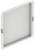 Grey, square panel with slightly raised edge and side clips. It appears to be a cover or flap.