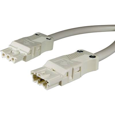 Adels-Contact 14875305 Mains cable Mains plug - Mains socket Total number of pins: 2 + PE White 0.50 m 75 pc(s) 