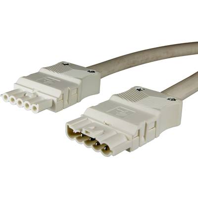 Adels-Contact 92875510 Mains cable Mains plug - Mains socket Total number of pins: 4 + PE White 1.00 m 30 pc(s) 