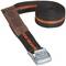 Black securing strap with orange stripe and metal buckle by TOOLCRAFT, suitable for securely fastening objects.